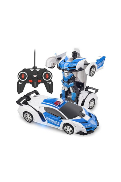 UNİBOX 2 in 1 Police Car with Remote Control, Lights and Sounds, Automatic Ro...