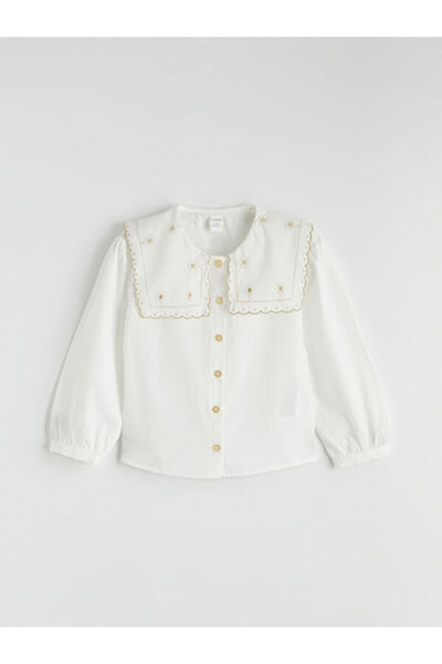 LC Waikiki Sparkling Choices Floral Embroidery Girls Poplin Shirt from Shinin...