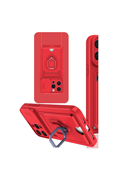 eco port iPhone 15 Pro Max Case Zuma Business Card Ring Silicone - Red
