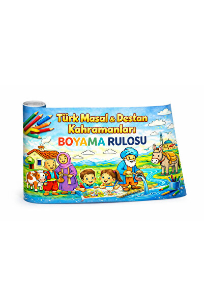 Haydi Dekor 🎨 Türk Masal & Destan Kahramanları Boyama Rulosu – 4 Metre