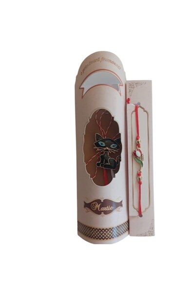 Vision XXI Martisor Bracelet and Brooch Set Black Cat 3 cm