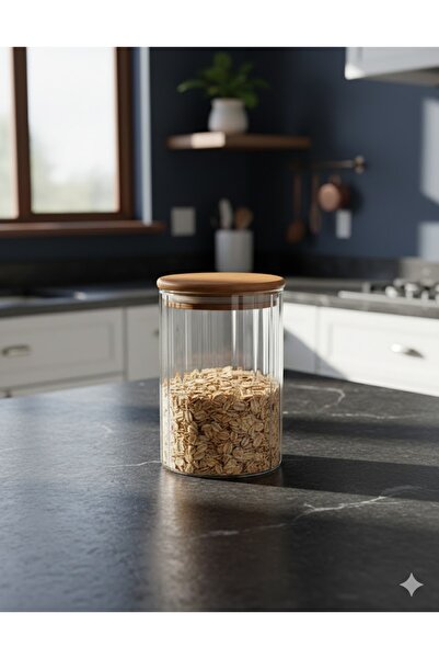 her evemağaza Optical Cylinder Glass Jar - 1000ml