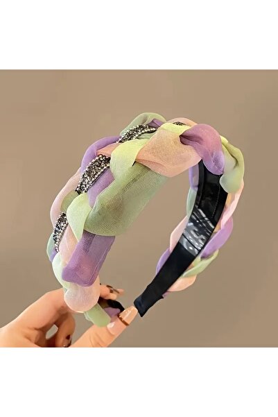 Accessories Елегантна лилаво-зелена тюлена диадема с перли за ежедневна употреба