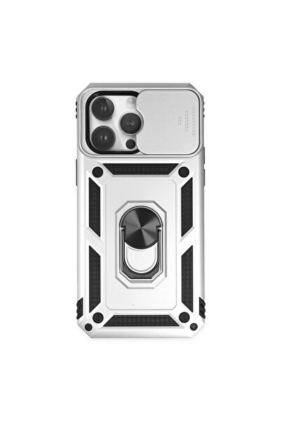 eco port حافظة آيفون 14 برو بارس مع حلقة عدسة سيليكون - فضي