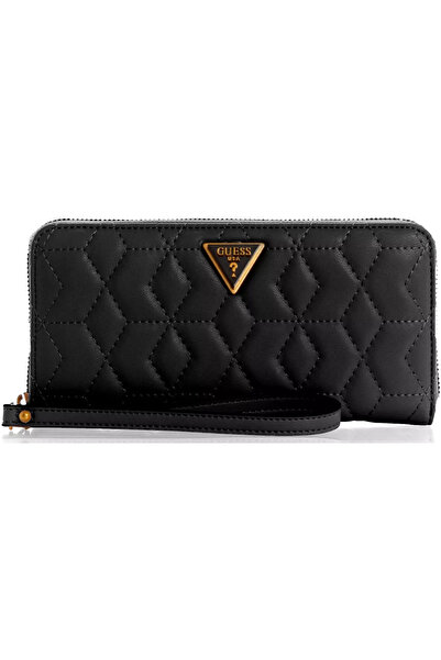 Guess Guess, Elenia, Текстилен портфейл, SLG с голям цип, черен, за жени