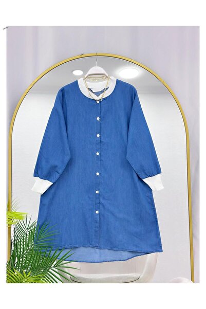 YEDİLALE Lasti̇k Ribbed Relaxed Denim Tunic