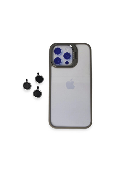 eco port غطاء حماية لهاتف آيفون 15 برو ماكس مع حامل عدسة روبلوكس - رمادي تيتان