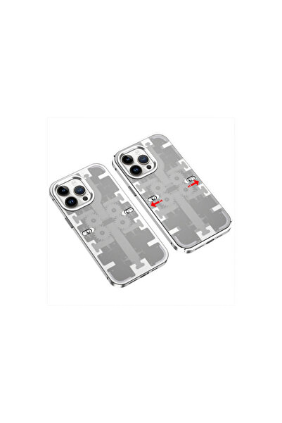 eco port iPhone 14 Pro Case Mechanical Bumper Cover - Silver