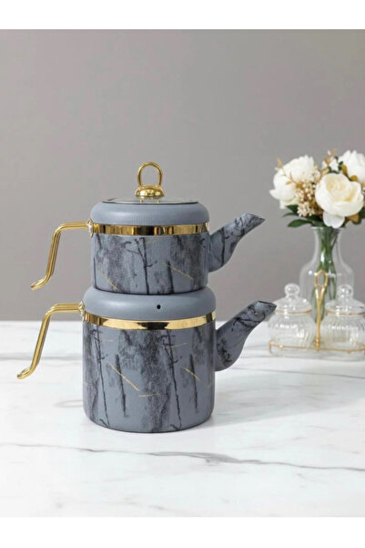 Ozlifehome Özlife Vigo Golden Aile Boy Granit Çaydanlık Takımı(gri)