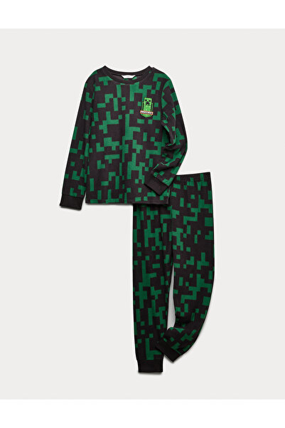 Marks & Spencer Minecraft Baskılı Pamuklu Pijama Takımı (3-16 Yaş)
