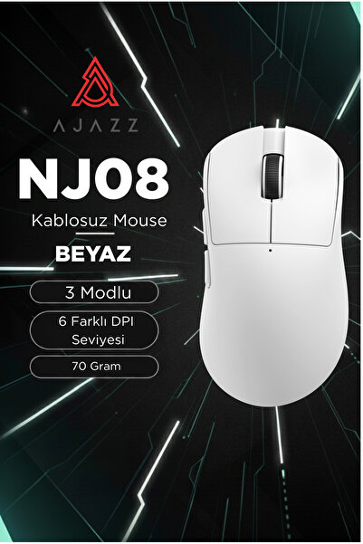 Ajazz NJ08 Ergonomik Kablosuz Ofis/Oyuncu Mouse-3 Modlu Kullanım-6 Seviye DPI...