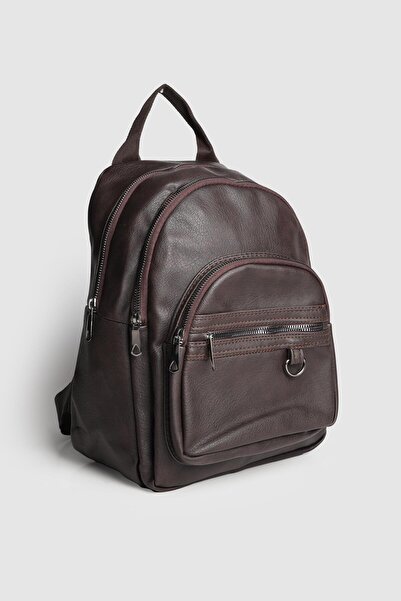 Meryem Çanta Women's Faux Leather Soft 4-Compartment Adjustable Strap Backpack