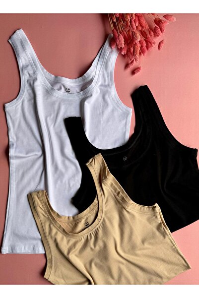 VicTroy Zera Liss 3-Pack |   Black, White and Skin Color Strappy Extra Ribbed...