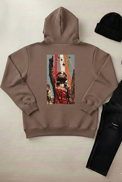 OXVİN Pi̇lot - Unisex Hooded Kangaroo Pocket 3 Thread Puff (with Fleece Insid...