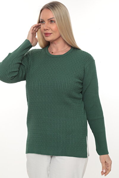 İKSUN Women's Long Sleeve Crew Neck Knitwear Sweater Blouse Combed Cotton Mot...