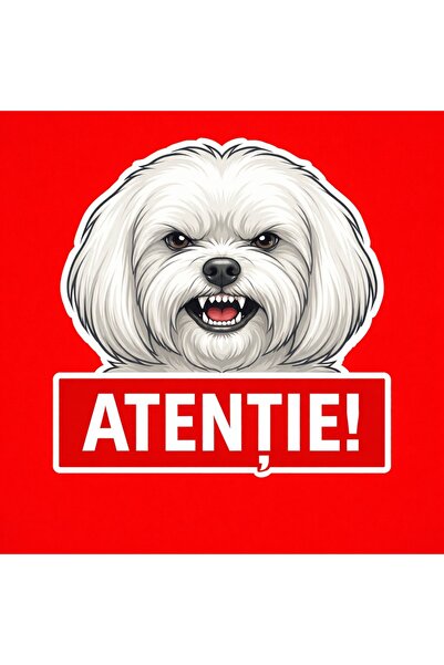 OEM Warning sign banner Attention Maltese Bichon Dog 30x30cm