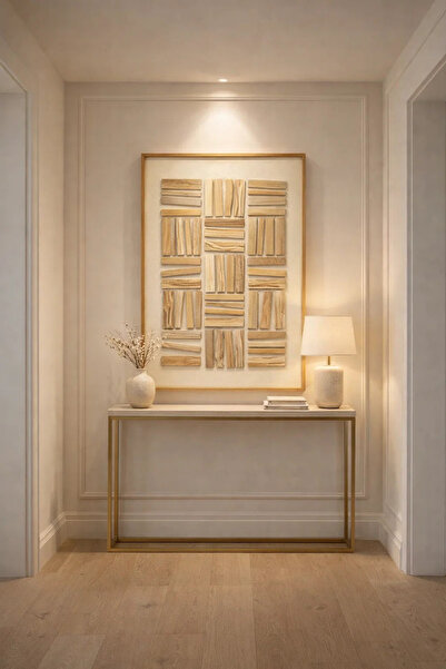 MARIA HOMES لوحة جدارية خشبية هندسية بتصميم ثلاثي الأبعاد بارز، مناسبة لتزيين...