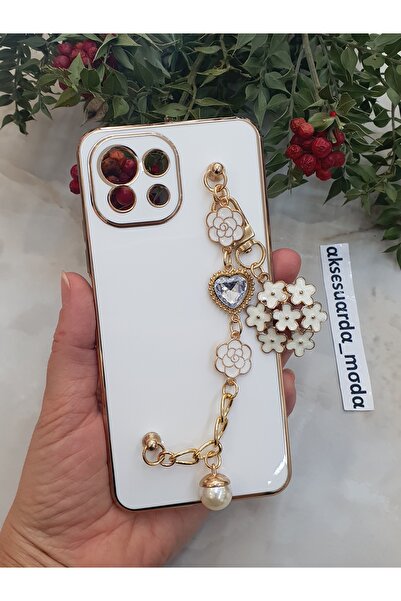 Aksesuarda Moda حافظة لامعة متوافقة مع هاتف Mi 11 Lite مزينة بالزهور ومقطوعة ...