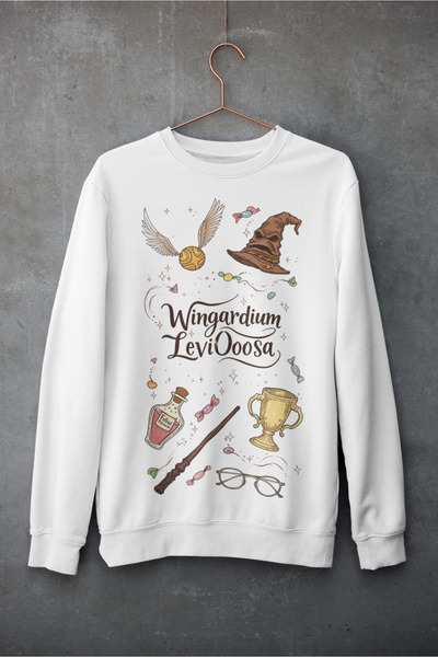 MAGORS Wingardium Printed Cotton Long Sleeve Crewneck Oversize Retro Sweatshirt