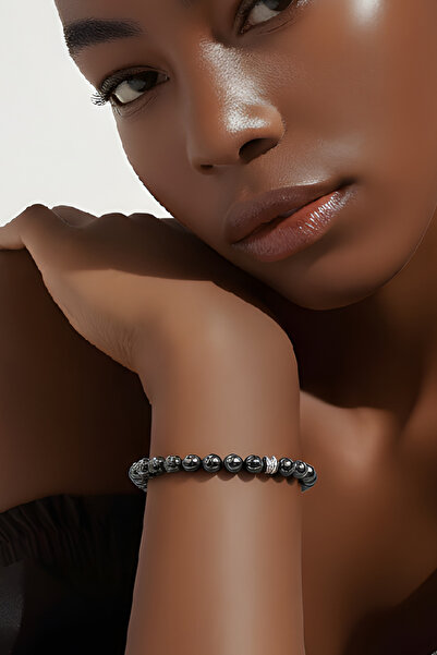 NBS Beautiful Naturel Stones سوار نسائي أنيق من حجر الهيماتيت الطبيعي 8 ملم (...