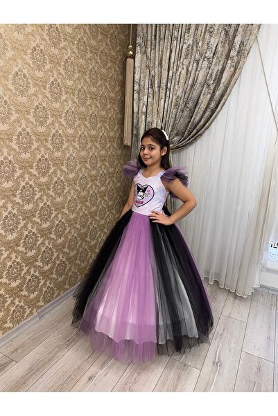 tuha kids design Kuromi Printed Children's Party Dress Birthday Evening Dress