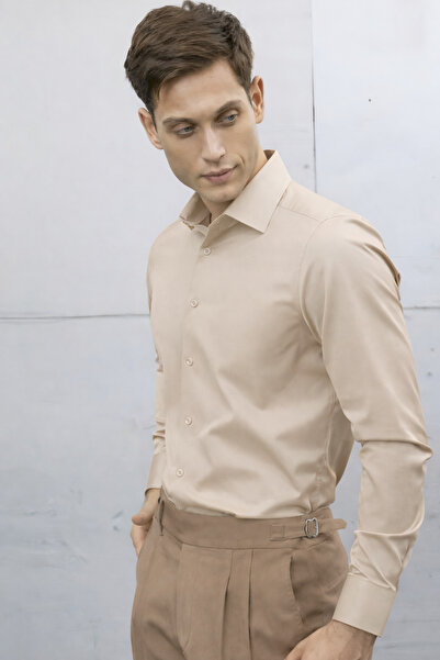 Zikuv Slim Fit Long Sleeve Easy Ironing Sweat Absorbing Breathable Texture Ti...