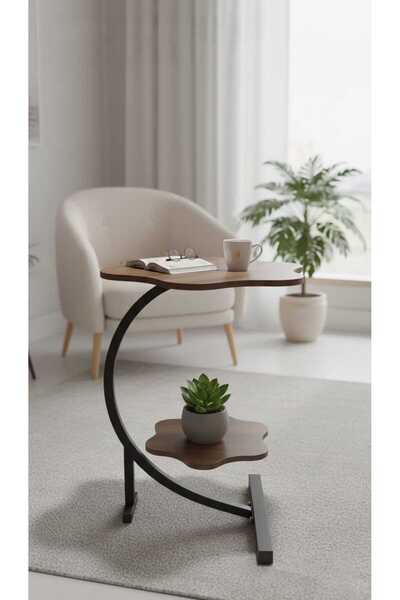 Ropi An elegant C-shaped side table with cloud or flower-shaped tops