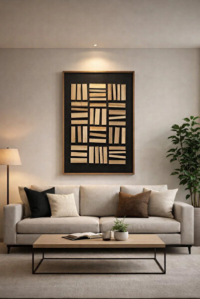 MARIA HOMES Abstract Wooden Wall Art - (120*80 cm)