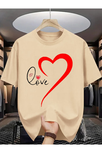 ibibik moda Special love printed oversize cotton bicycle collar t-shirt