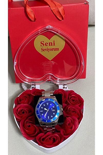 Yegane Special Heart-Shaped Rose Boxed Watch Gift Set for Lovers