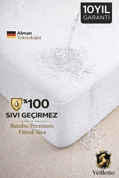 VEİLLETTO Bambu Premium Sıvı Geçirmez Fitted Alez | Ultra Sessiz Yatak Koruyucu