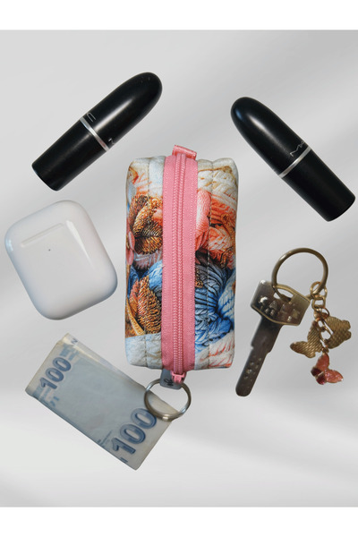 Ays Quilt Çok Amaçlı Anahtarlık Çanta Charm - Airpods Kılıfı - Mini Ruj Ve Bozuk Para Çantası
