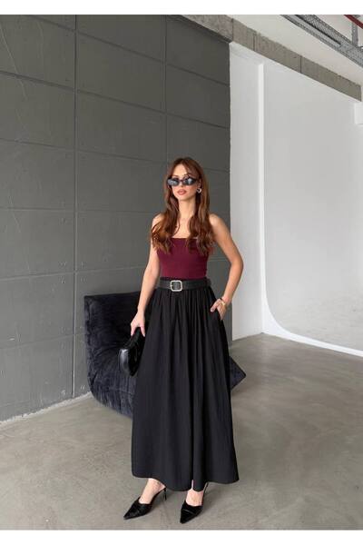 ByEsila Skirt with Pockets and Belt Detail