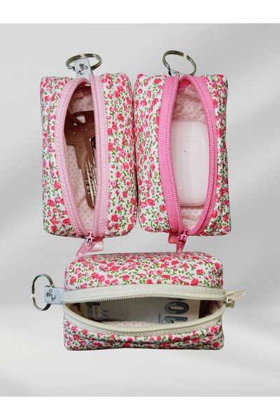 Ays Quilt Çok Amaçlı Anahtarlık Çanta Charm - Airpods Kılıfı - Mini Ruj Ve Bozuk Para Çantası