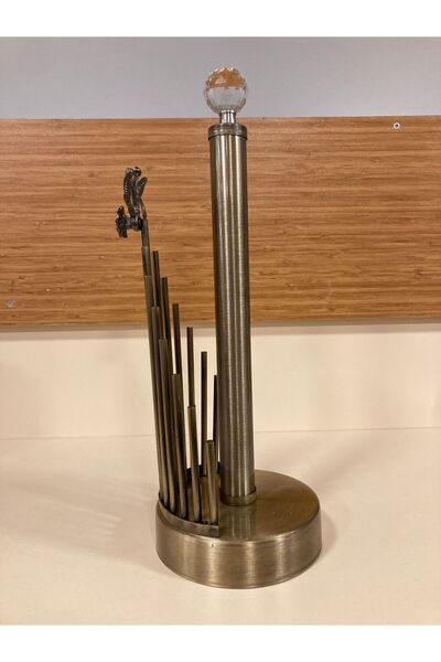 PLUS HOME Paper Towel Holder Brass Color Antique Vintage Height 34 cm
