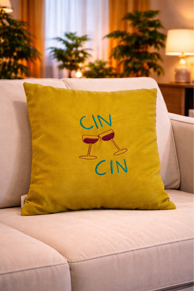 NO BRAND Embroidered Velvet Throw Pillow Cover