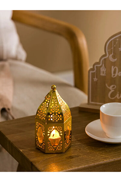 LC Waikiki LCW HOME Sarı Dekoratif Metal Mumluk 12 Cm