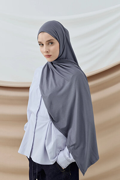 AMİNENESİL Modakaşmir Dark Gray Color Combed Cotton Shawl
