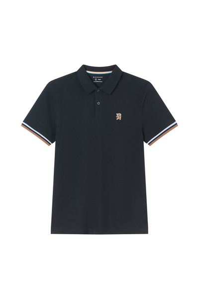 Giordano Men’s Cotton Slim Performance Polo with Small Lion Embroidery