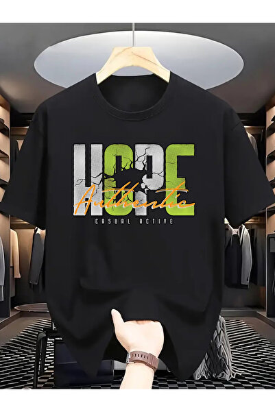 Joetsu Unisex Oversize εμπριμέ βαμβακερό μπλουζάκι με κοντό μανίκι ΜΑΥΡΟ