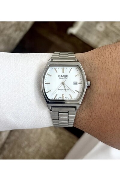 Zarif CS Men's Quartz Silver Wristwatch with White Dial