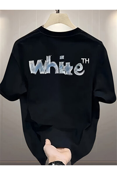 ibibik moda Unisex Oversize ΛΕΥΚΟ Βαμβακερό T-shirt με στάμπα και κοντό μανίκ...