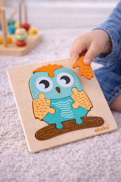 Akuku Puzzle din lemn Bufnita 3 ani+