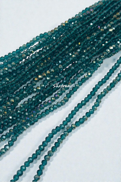 SavBrand Mărgele de cristal de 4 mm – Verde smarald / Nuanță verde petrol – 1...