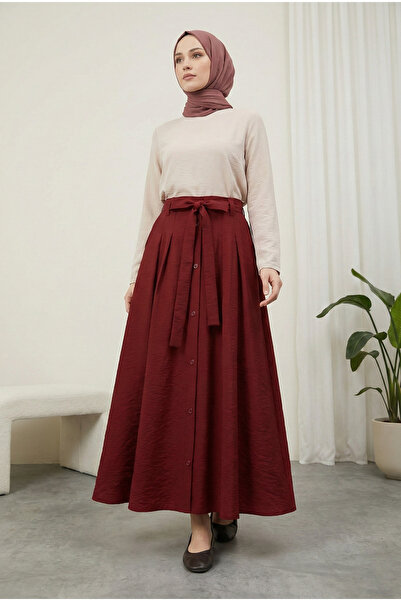 MODAQU Yasmin Lace-Up Parachute Skirt - Burgundy