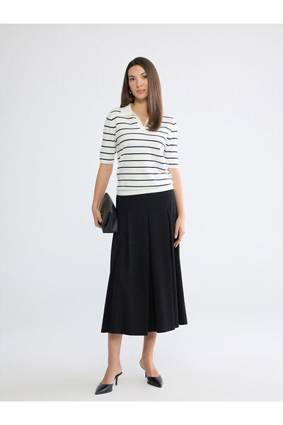 LC Waikiki Peak New Season Pleated Skirt with Zipper at the Waist