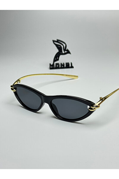 MONAL EYEWEAR Tokyo Cateye Model Gold Handle Black Frame Black Organic Glass ...