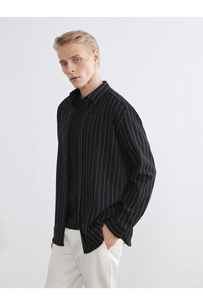 LC Waikiki Rmz Gi̇yi̇m Farkiyla Standard Fit Long Sleeve Striped Men's Shirt