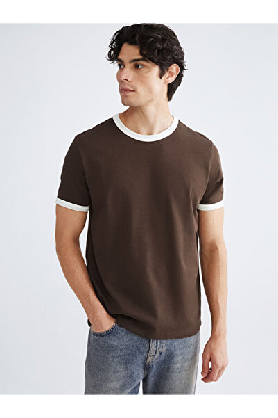 LC Waikiki Rmz Gi̇yi̇m Farkiyla Contrast Detailed Men's Combed Cotton T-Shirt