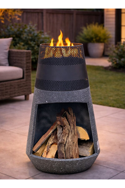 Cady One Outdoor fire pit metal and artificial stone, high-temperature resist...